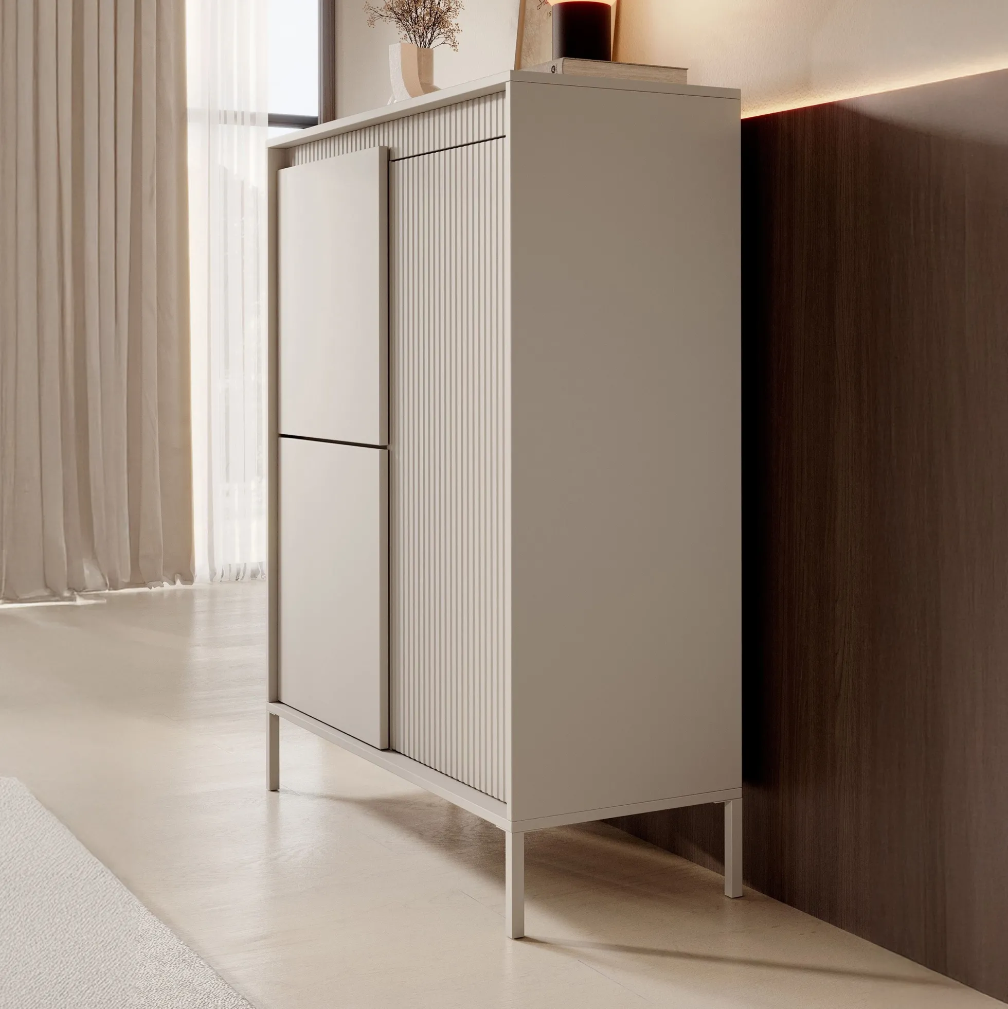 Saran - Dressoir - Beige - 104x40x123 cm
