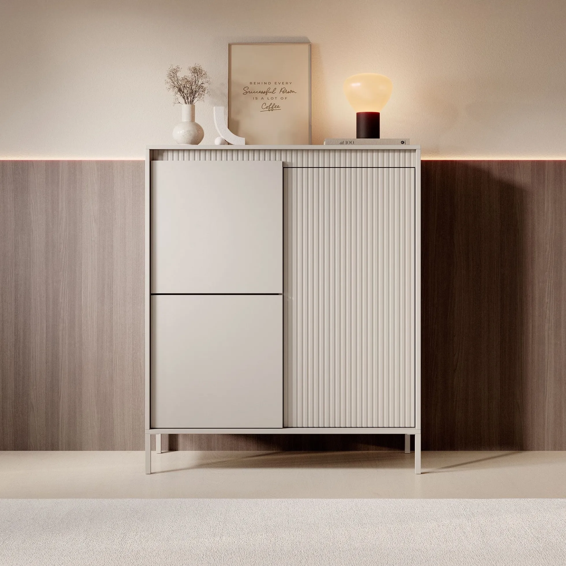 Saran - Dressoir - Beige - 104x40x123 cm