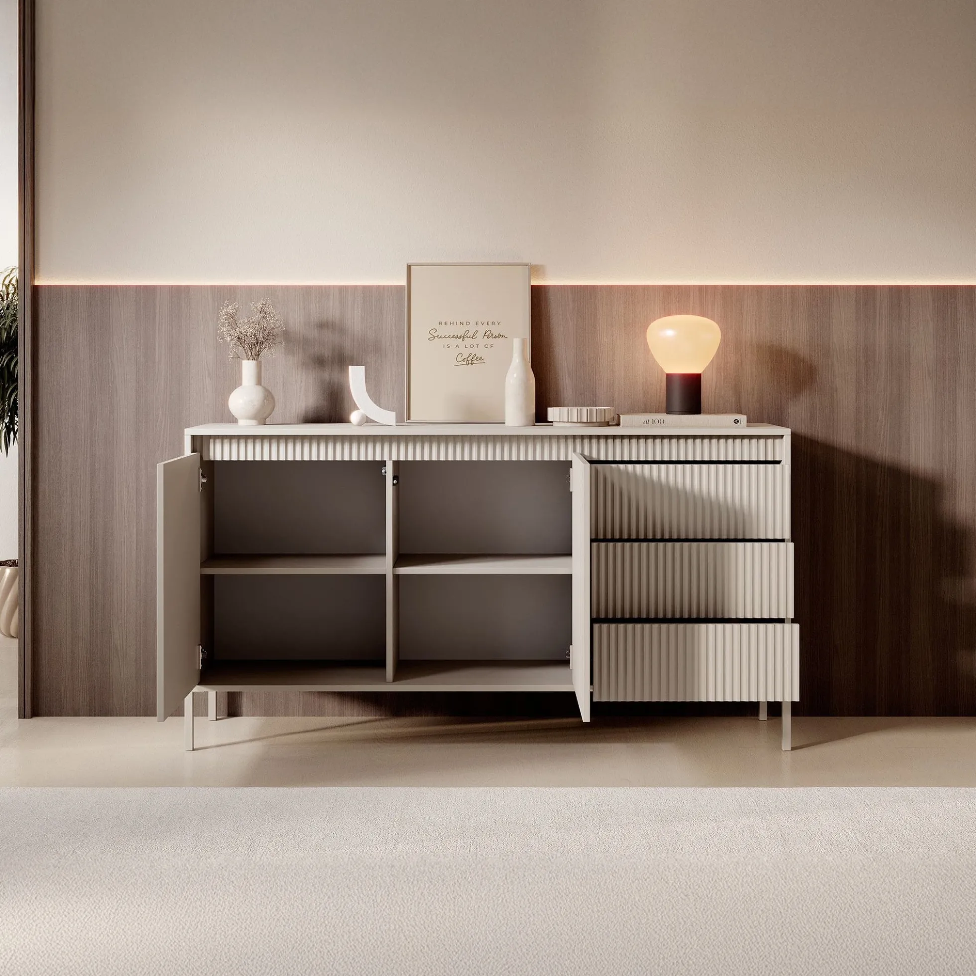 Saran - Dressoir - Beige - 154x40x81 cm