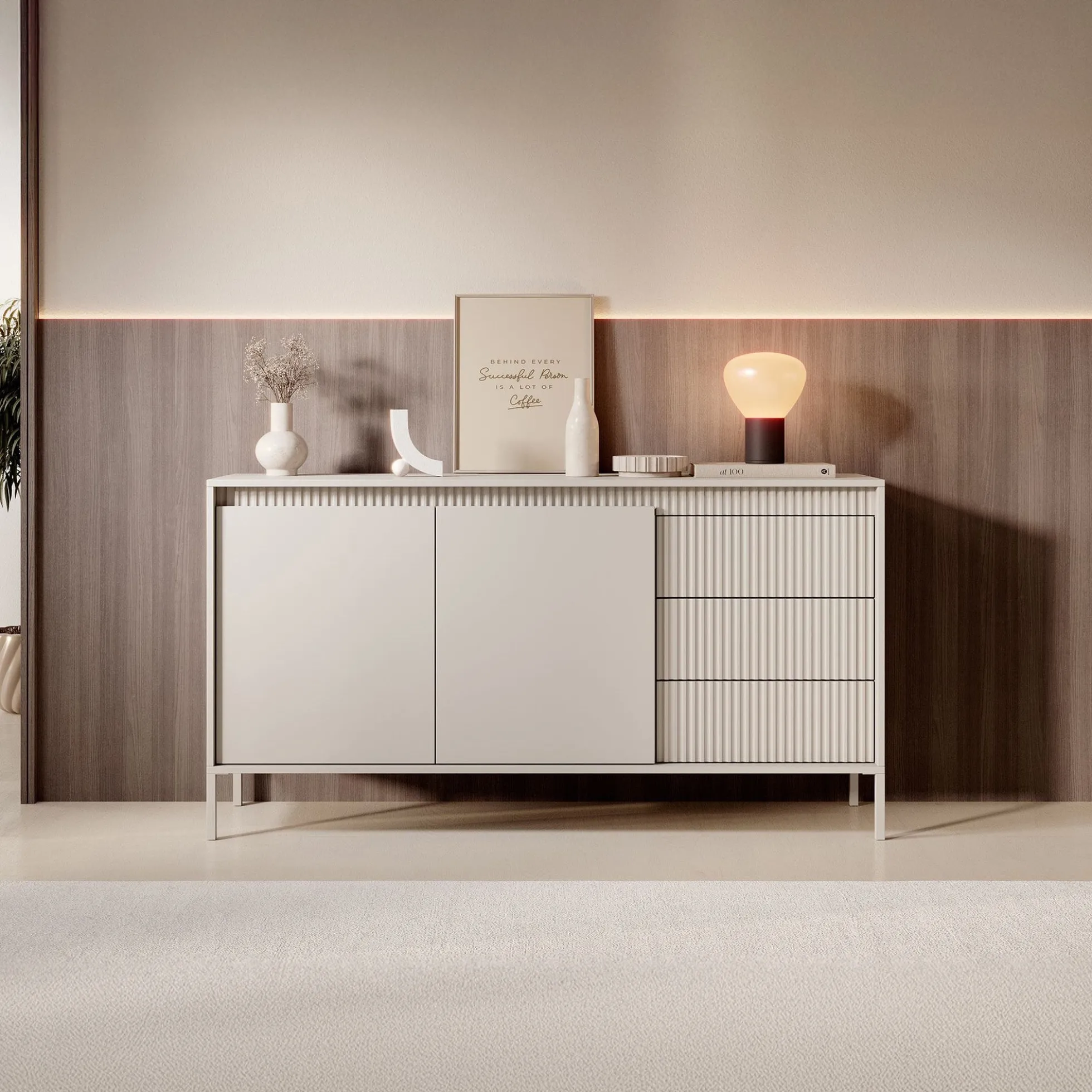 Saran - Dressoir - Beige - 154x40x81 cm