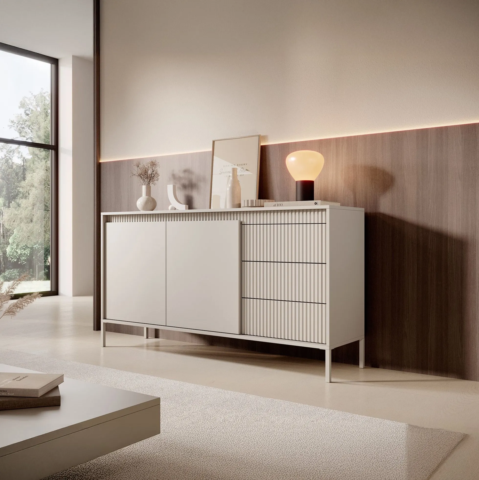 Saran - Dressoir - Beige - 154x40x81 cm