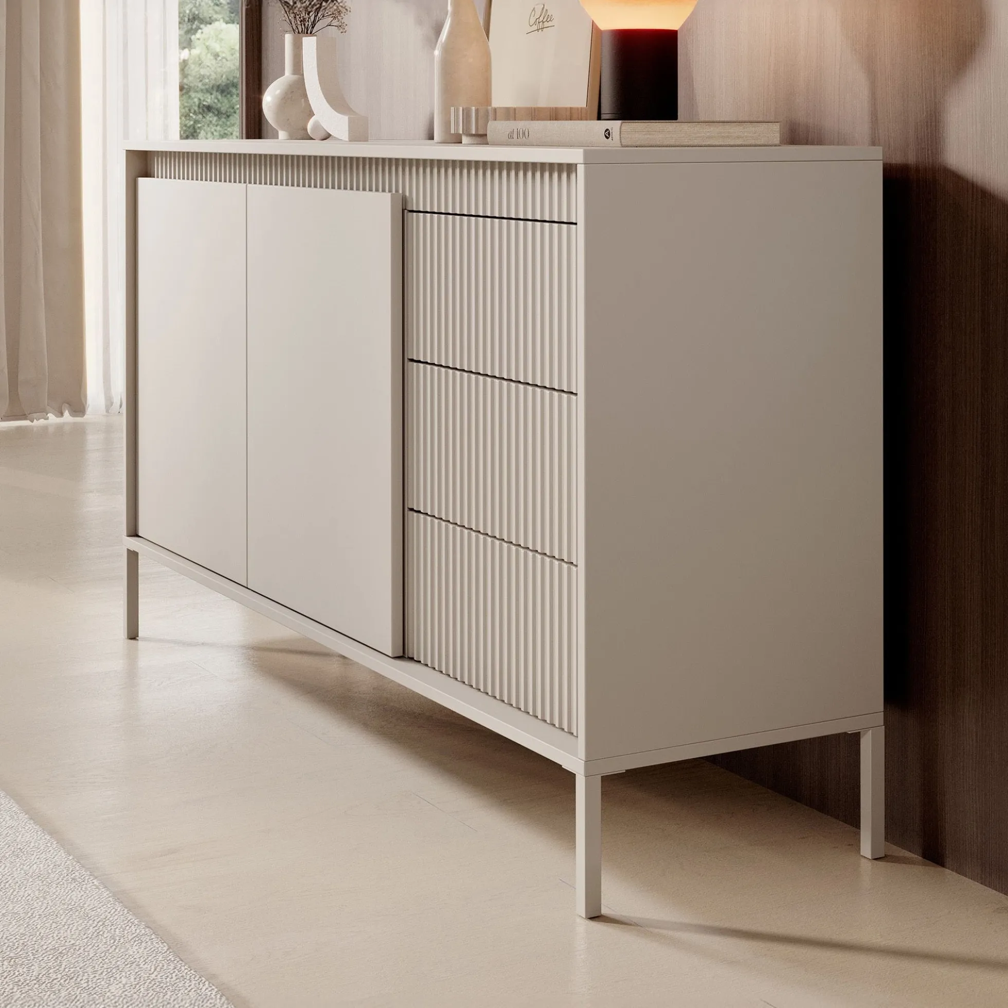 Saran - Dressoir - Beige - 154x40x81 cm