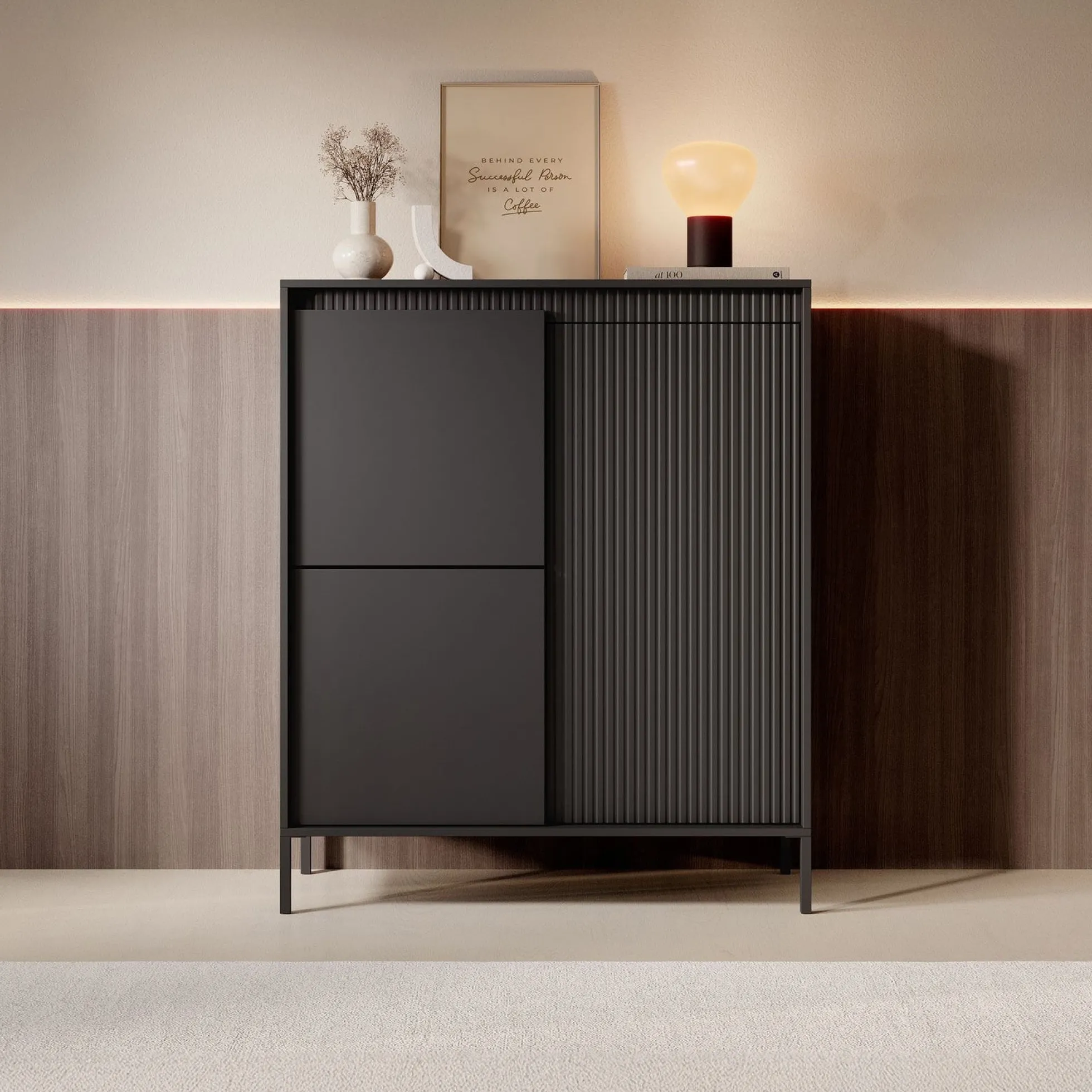 Saran - Dressoir - Zwart - 104x40x123 cm
