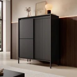Saran - Dressoir - Zwart - 104x40x123 cm