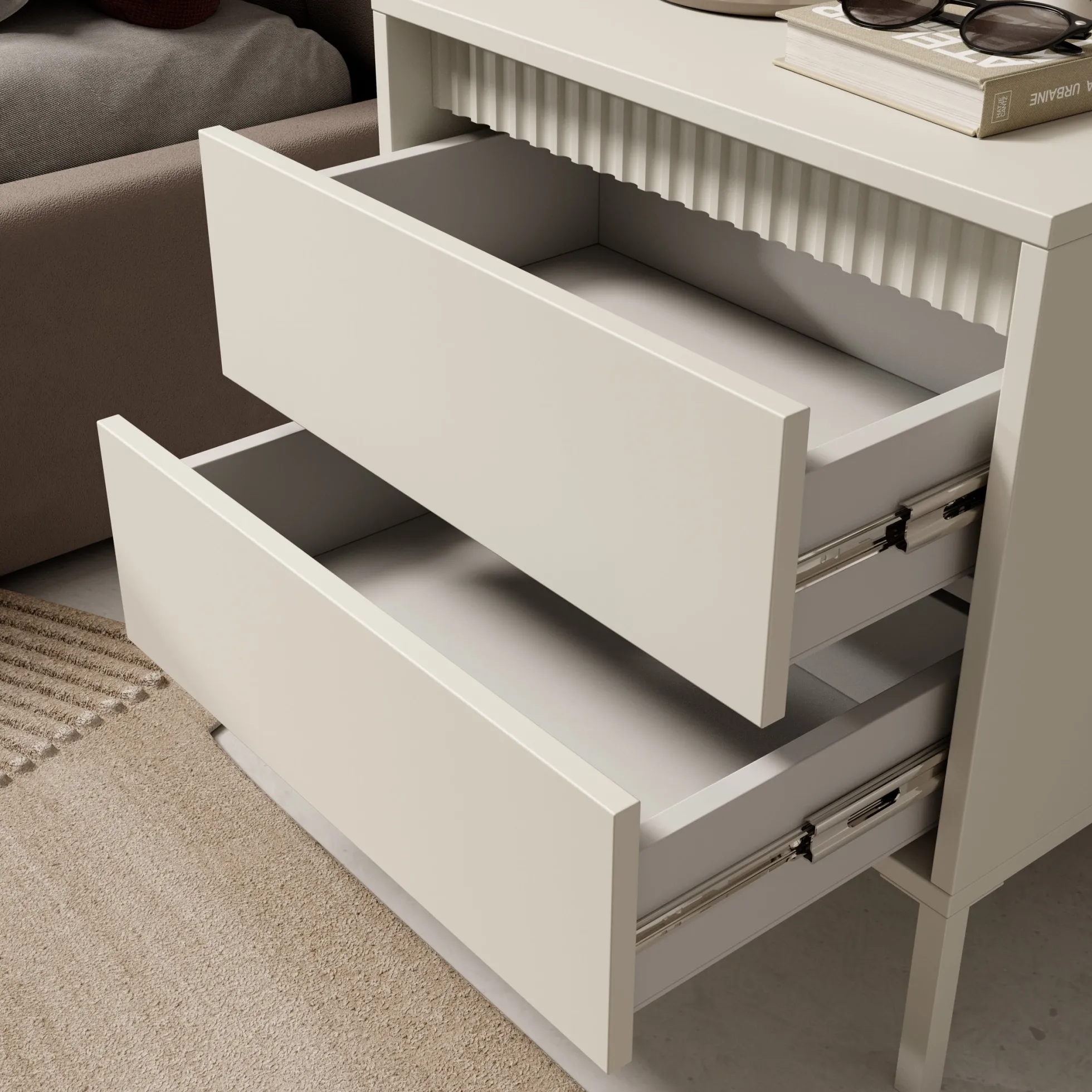 Saran - Nachtkastje - Beige - 54x40x56 cm