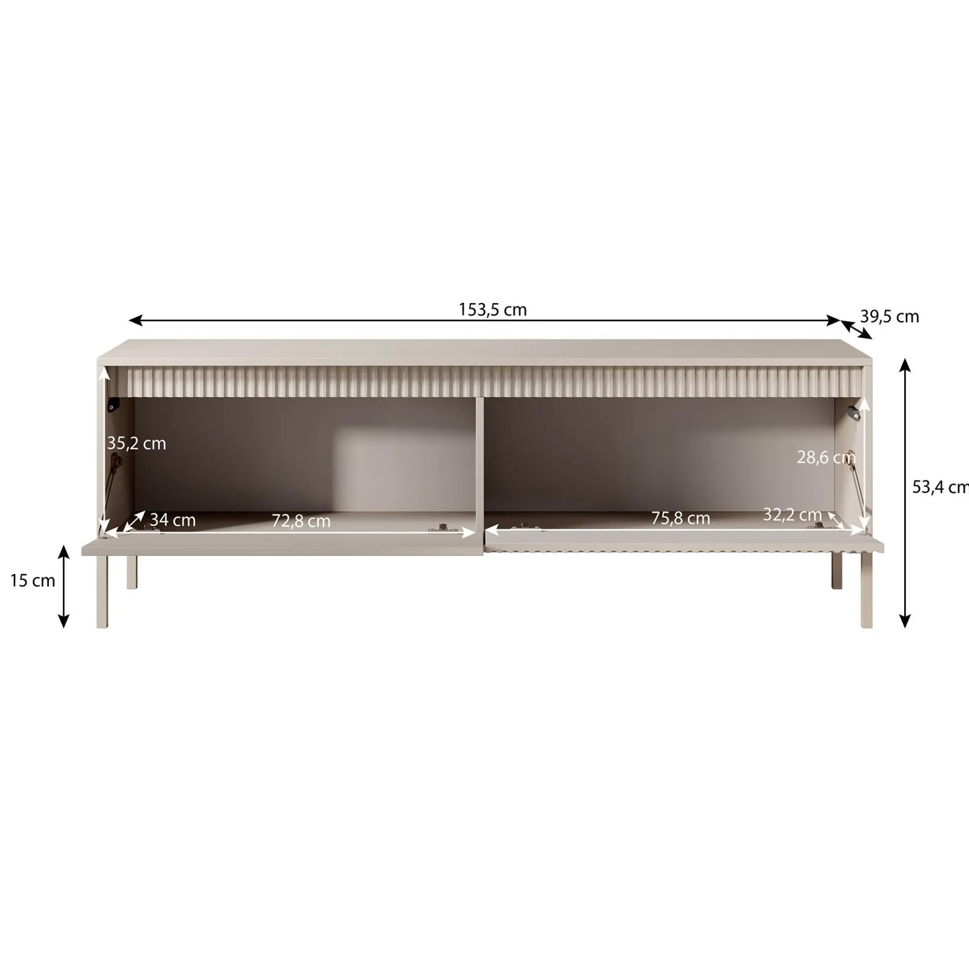 Saran - TV-Meubel - Mat zwart - 154x40x53 cm