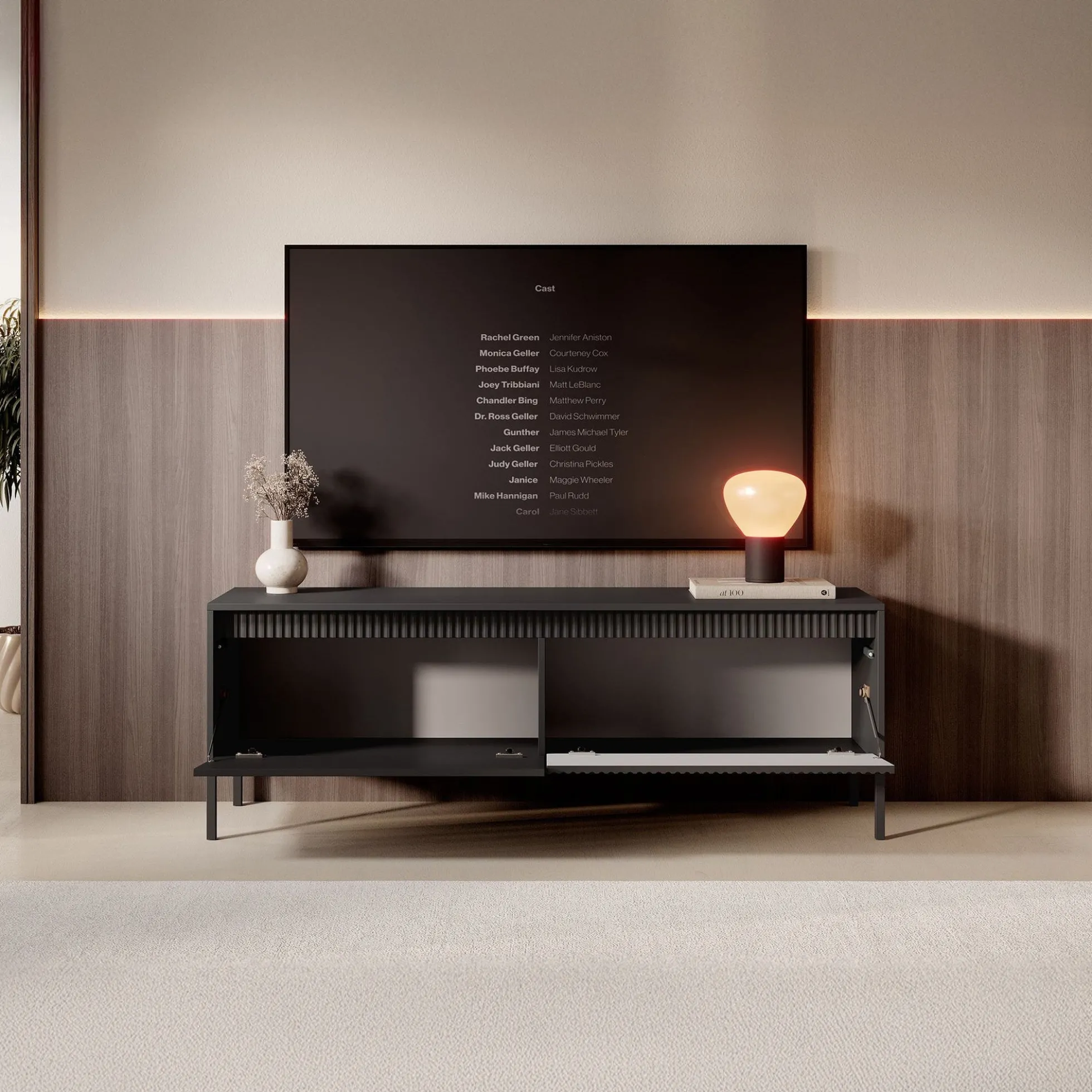Saran - TV-Meubel - Mat zwart - 154x40x53 cm