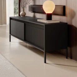 Saran - TV-Meubel - Mat zwart - 154x40x53 cm