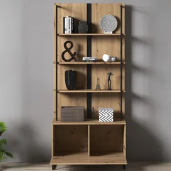Saturn - Boekenkast - Eiken/zwart - 85x42x192 cm