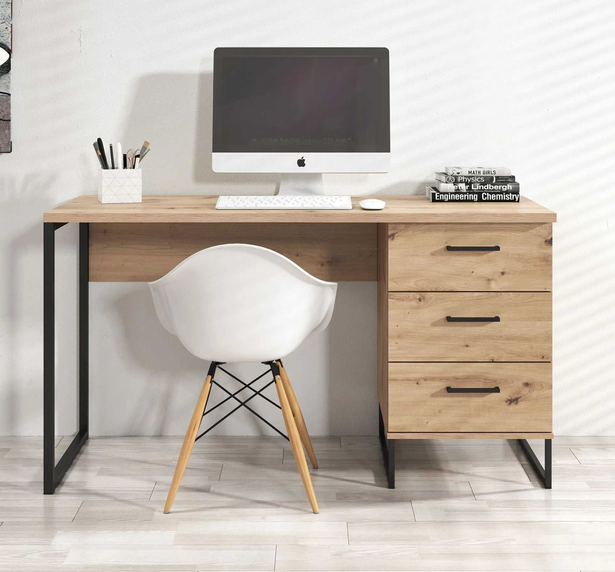 Saturn - Bureau - Eiken/zwart - 138x56 cm