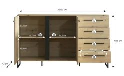 Saturn - Dressoir - Eiken/zwart - 159x42x93 cm