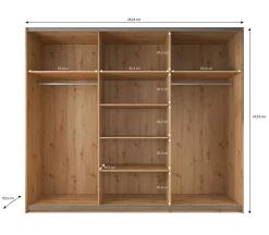 Saturn - Kledingkast met schuifdeuren - Eiken/zwart - 263x66x224 cm