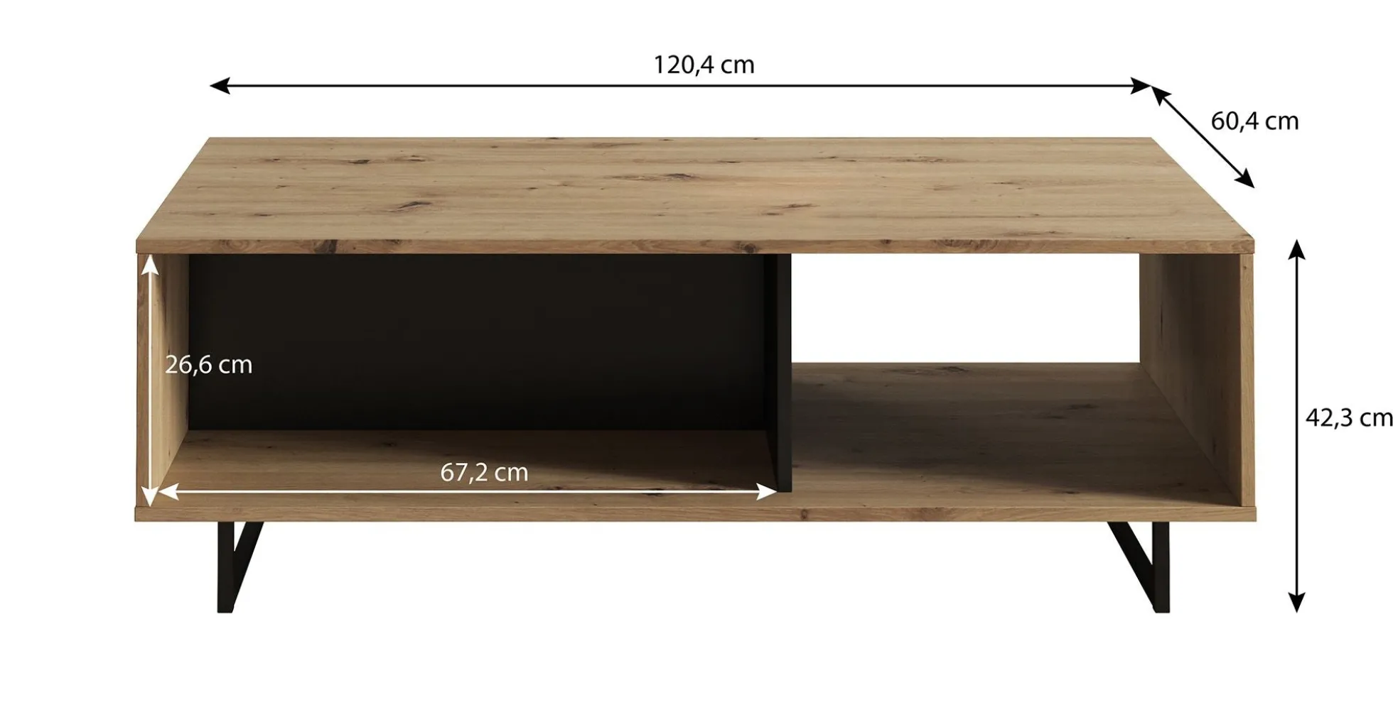 Saturn - Salontafel - Eiken/zwart