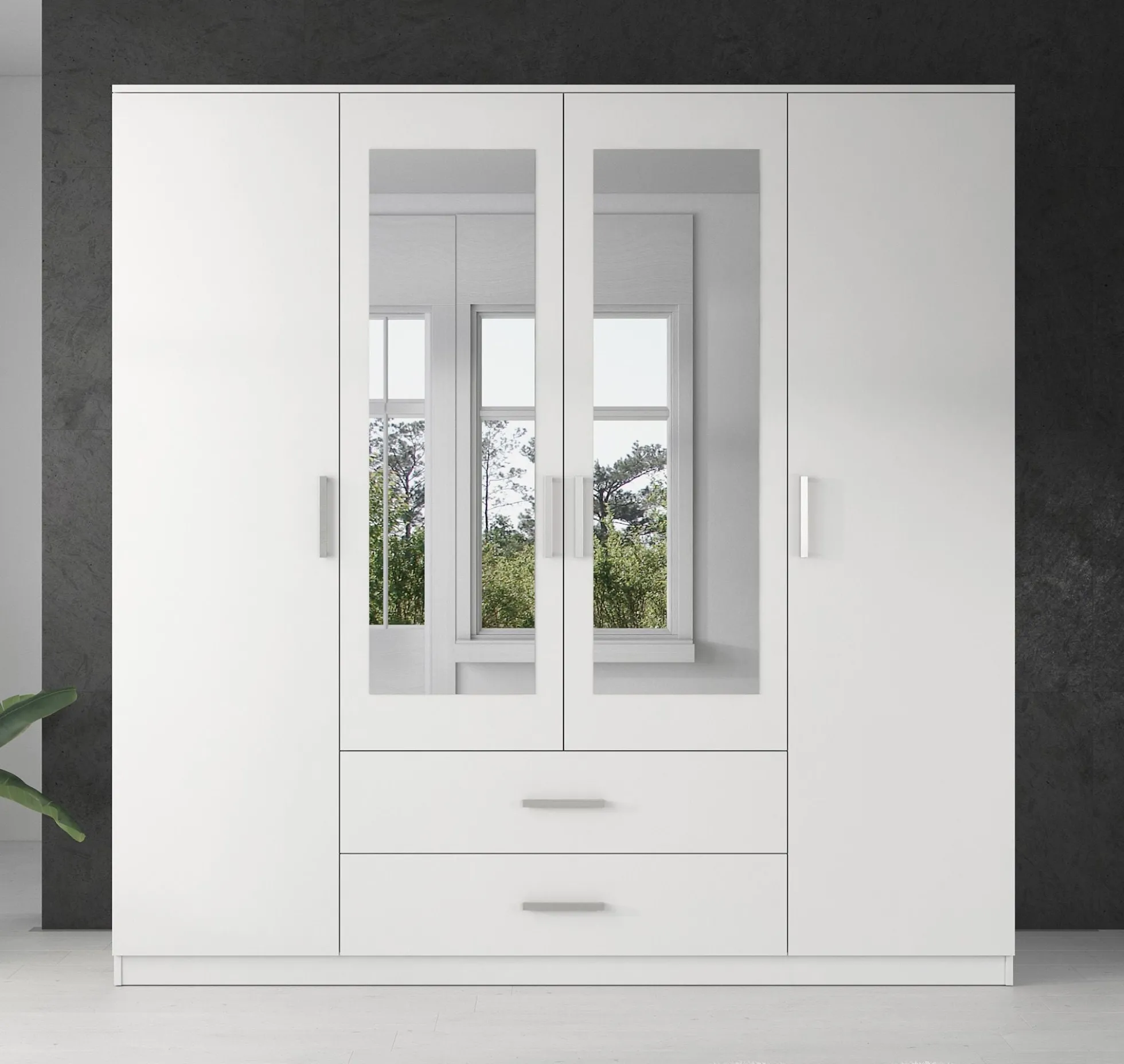 Savona - Kledingkast 4-deurs - Wit - 200x58x200 cm