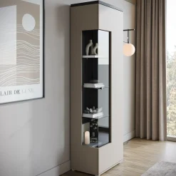 Sekai - Vitrinekast - Beige - 55x36x180 cm