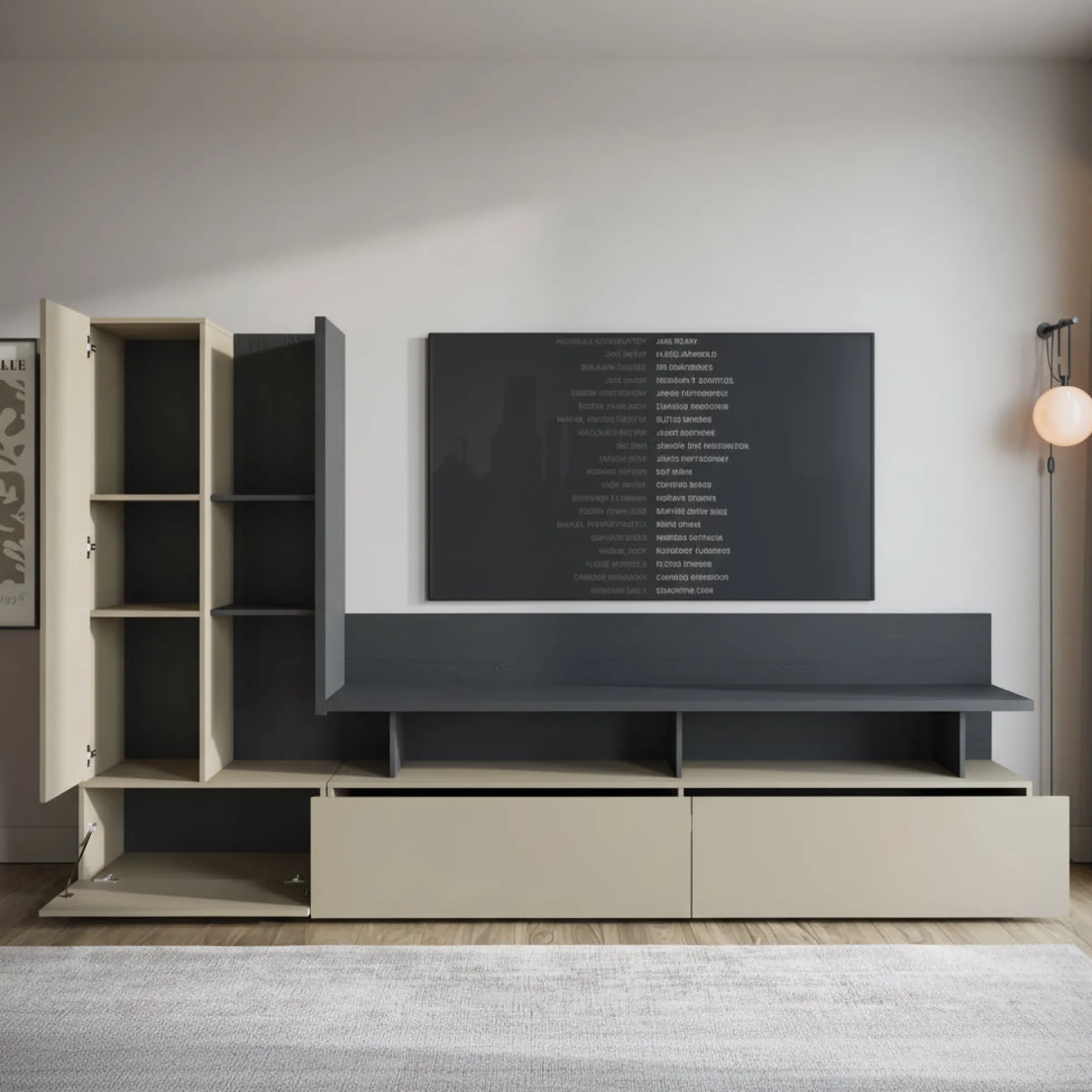 Sekai - Wandmeubel - Beige - 270x40x162 cm