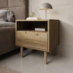 Selwood - Nachtkastje - Eikenpatroon - 55x43x58 cm