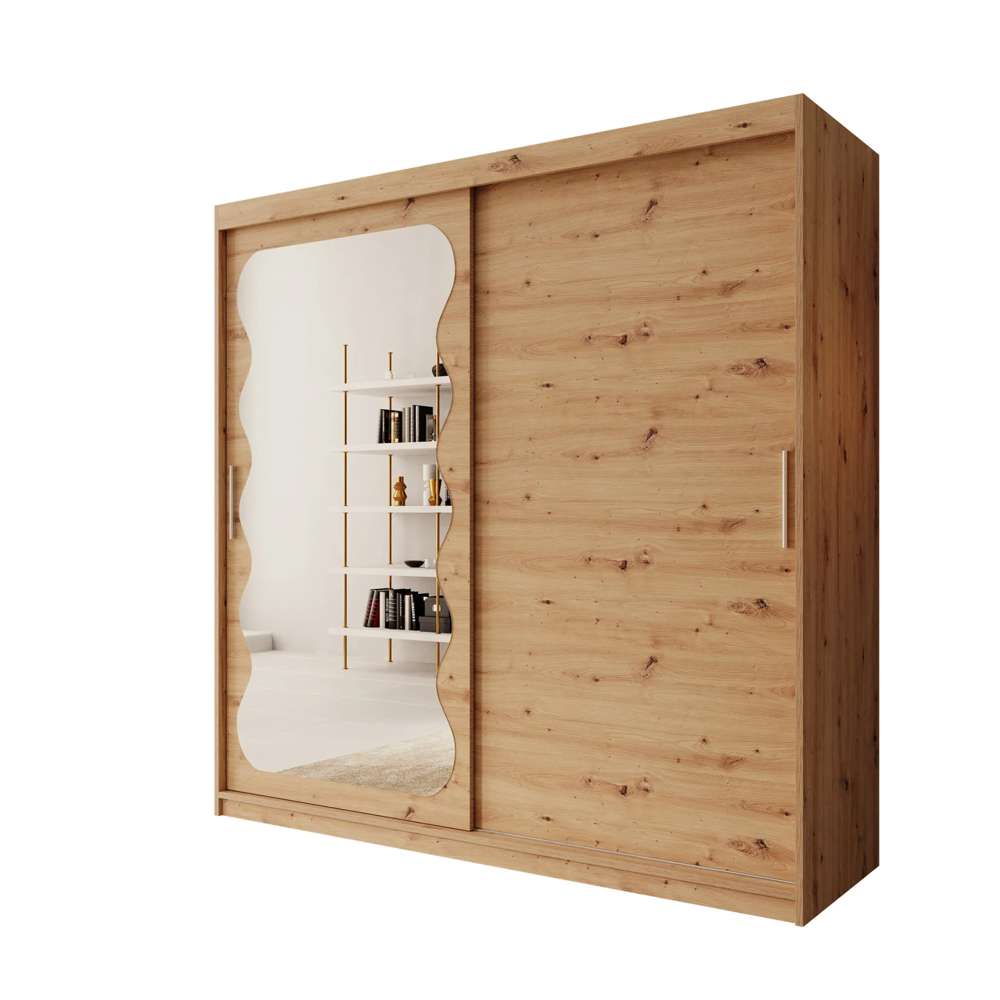 Sentoji - Kledingkast met 2 schuifdeuren - Eikenpatroon - 200x62x200 c
