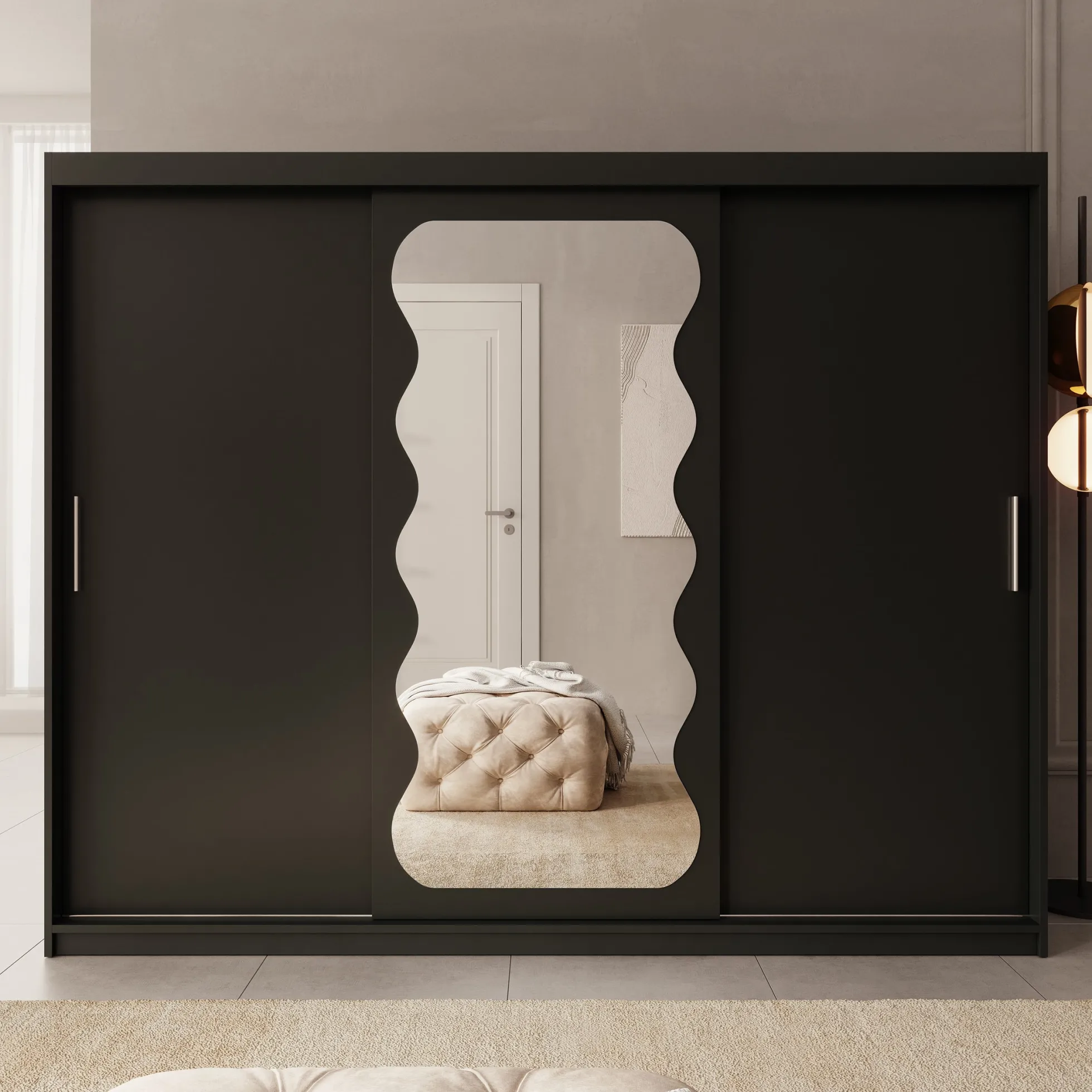 Sentoji - Kledingkast met 3 schuifdeuren - Zwart - 250x62x200 cm