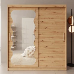Sentoji - Kledingkast met 2 schuifdeuren - Eikenpatroon - 180x62x200 c