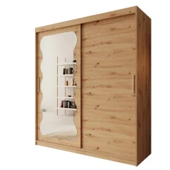 Sentoji - Kledingkast met 2 schuifdeuren - Eikenpatroon - 180x62x200 c