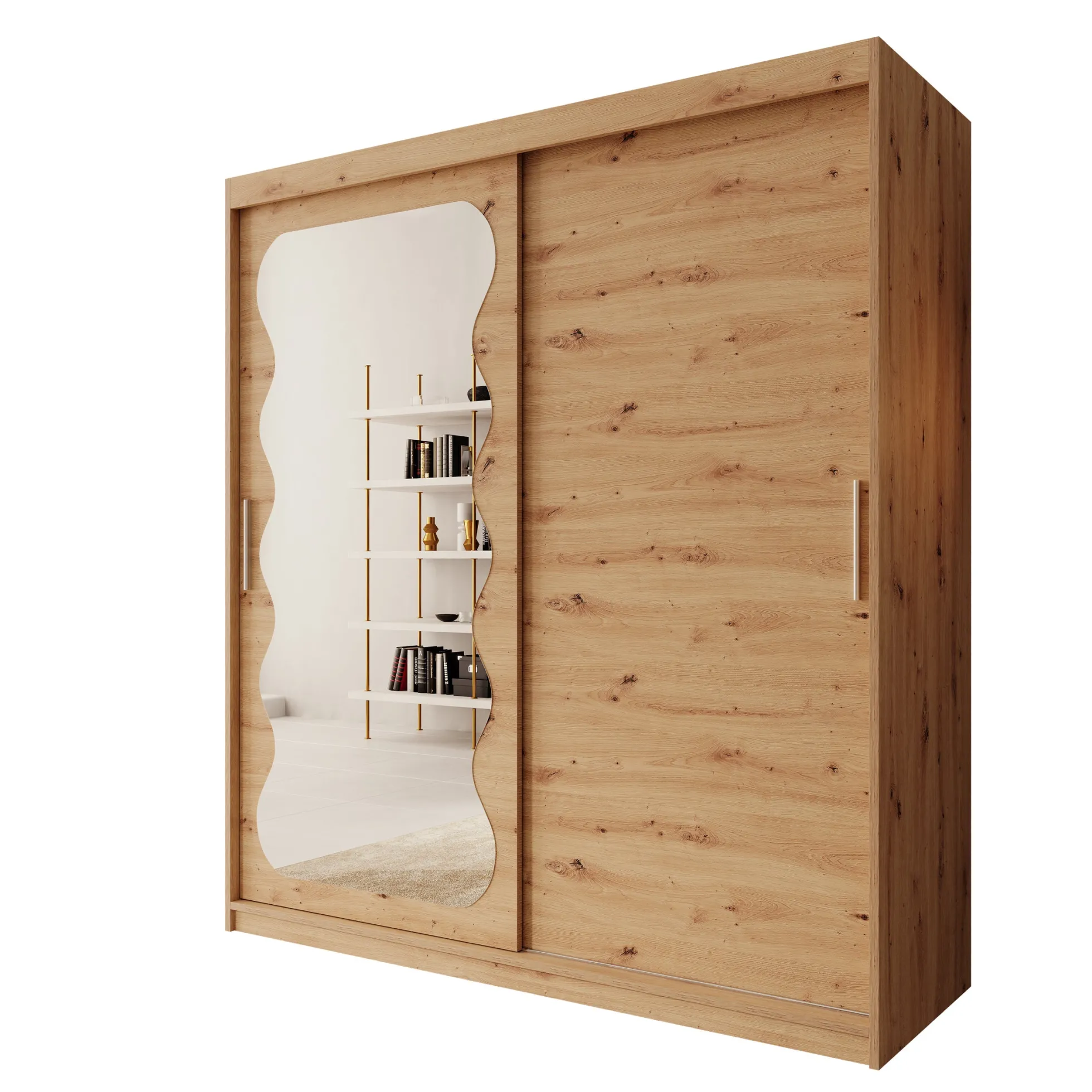 Sentoji - Kledingkast met 2 schuifdeuren - Eikenpatroon - 180x62x200 c