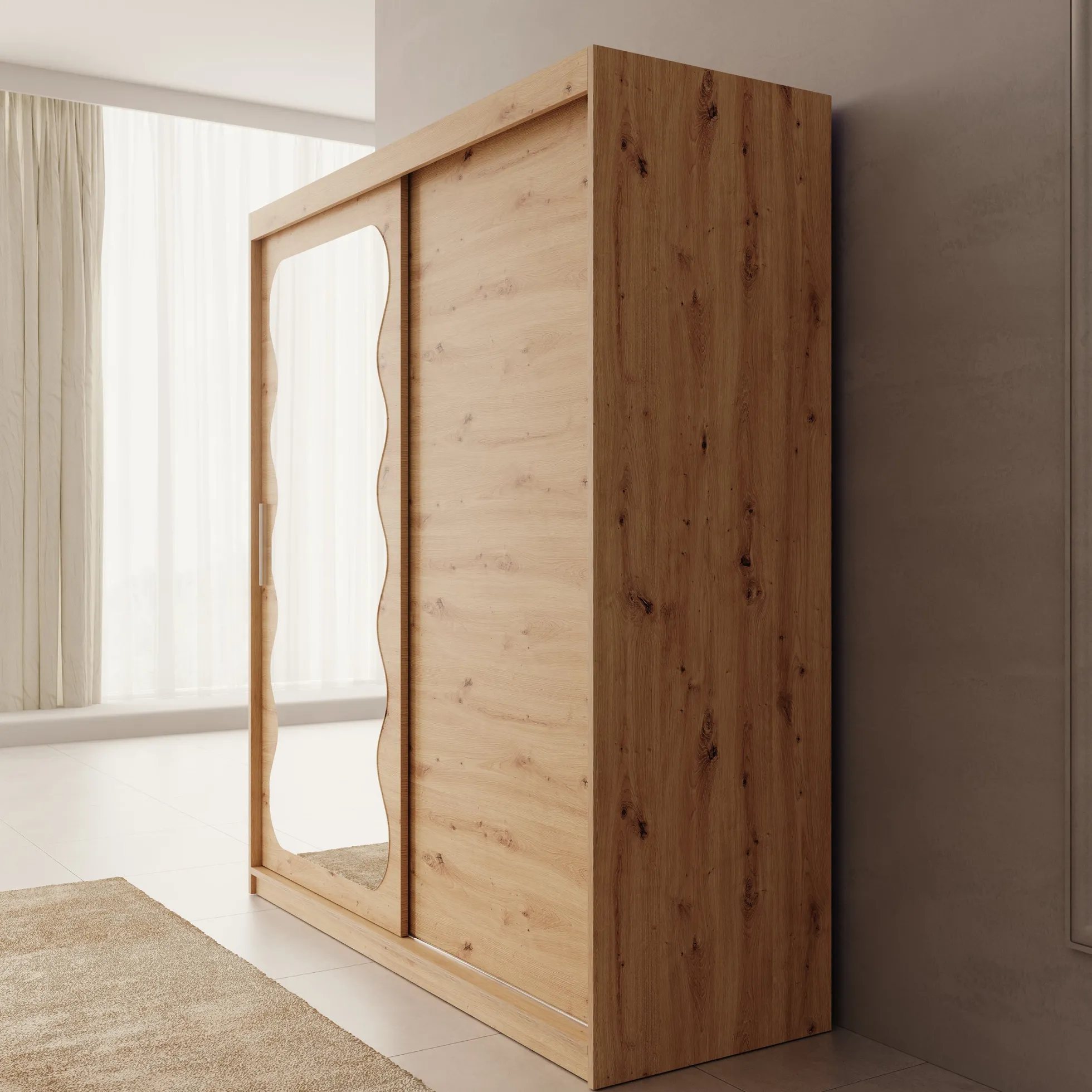 Sentoji - Kledingkast met 2 schuifdeuren - Eikenpatroon - 180x62x200 c