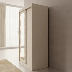 Sentoji - Kledingkast met 2 schuifdeuren - Beige - 100x62x200 cm