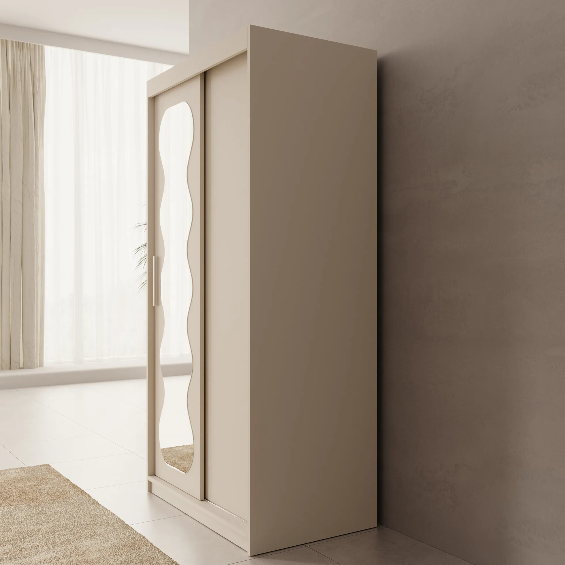 Sentoji - Kledingkast met 2 schuifdeuren - Beige - 100x62x200 cm