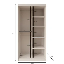 Sentoji - Kledingkast met 2 schuifdeuren - Beige - 100x62x200 cm