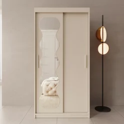 Sentoji - Kledingkast met 2 schuifdeuren - Beige - 100x62x200 cm
