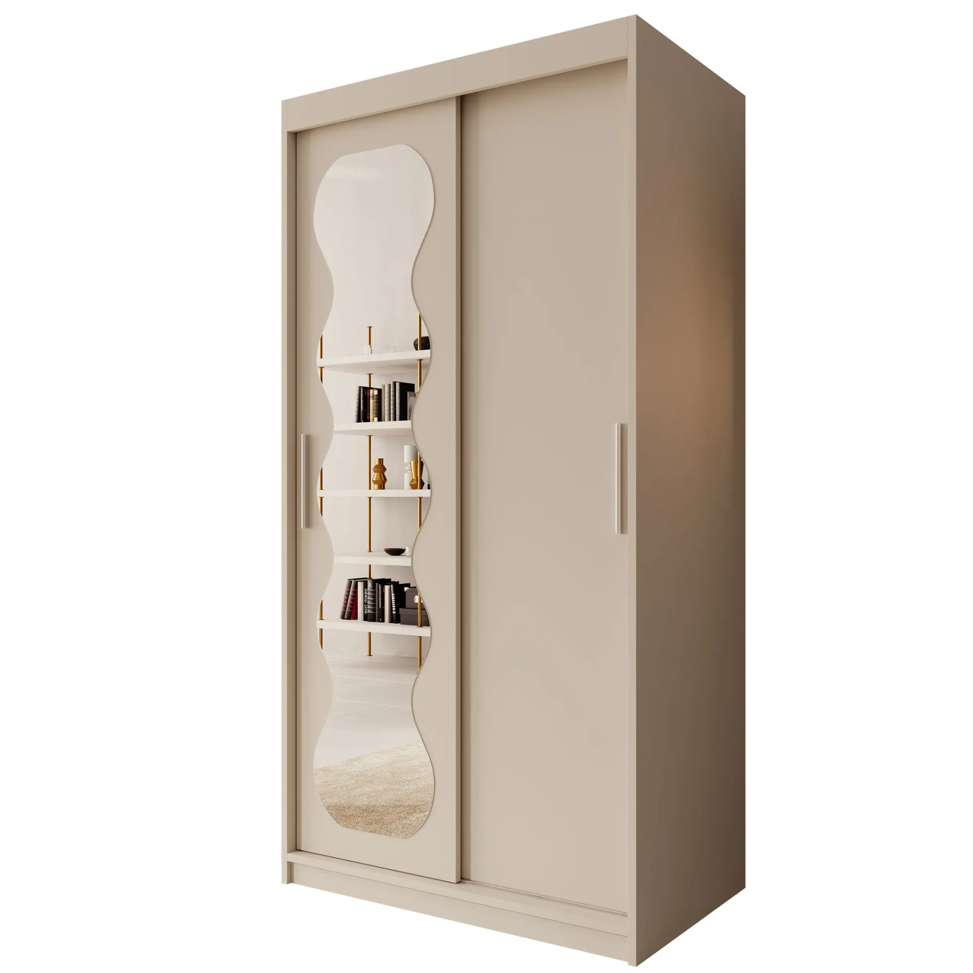 Sentoji - Kledingkast met 2 schuifdeuren - Beige - 100x62x200 cm