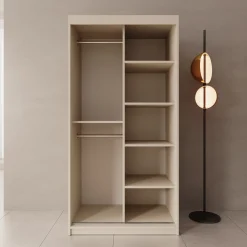 Sentoji - Kledingkast met 2 schuifdeuren - Beige - 100x62x200 cm