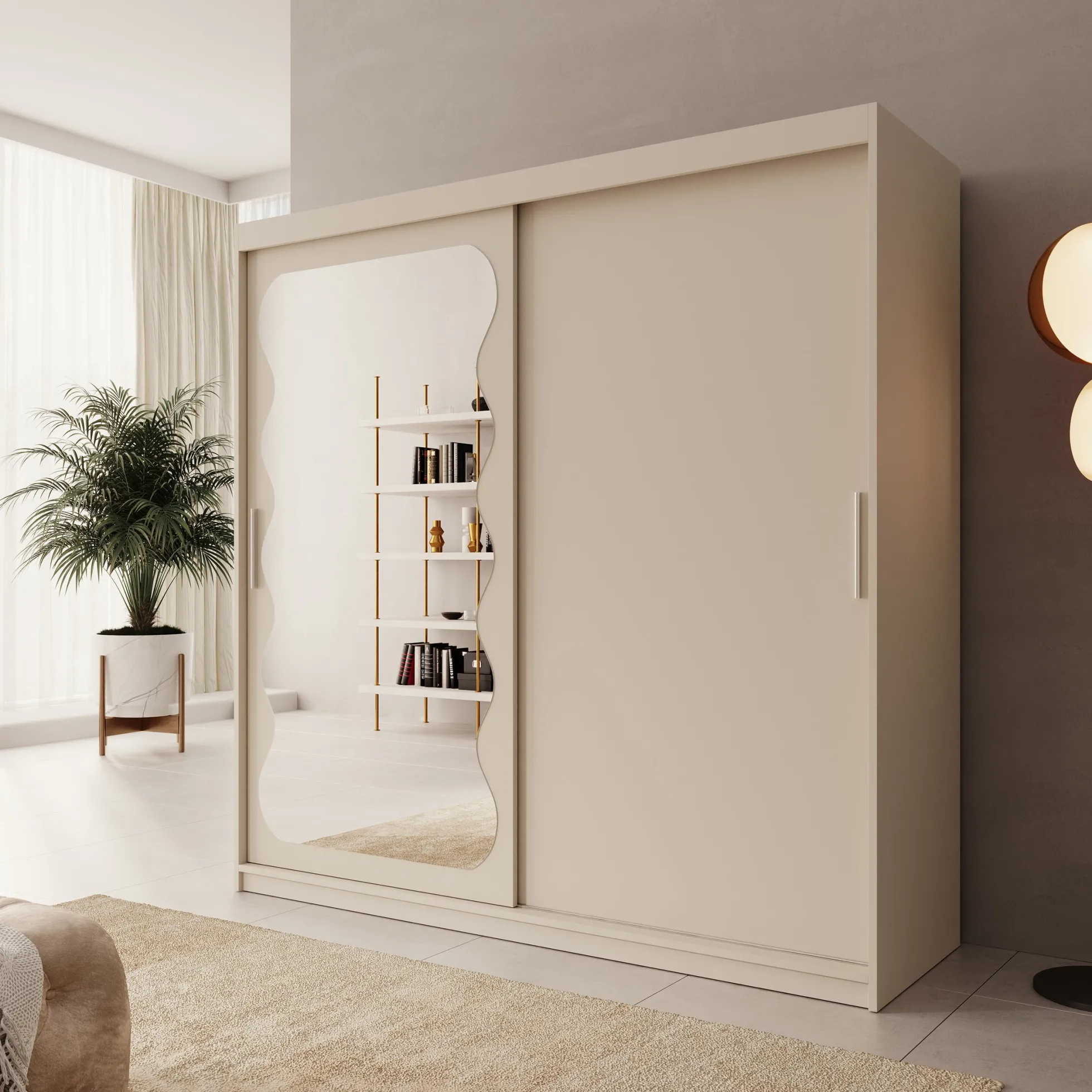 Sentoji - Kledingkast met 2 schuifdeuren - Beige - 200x62x200 cm