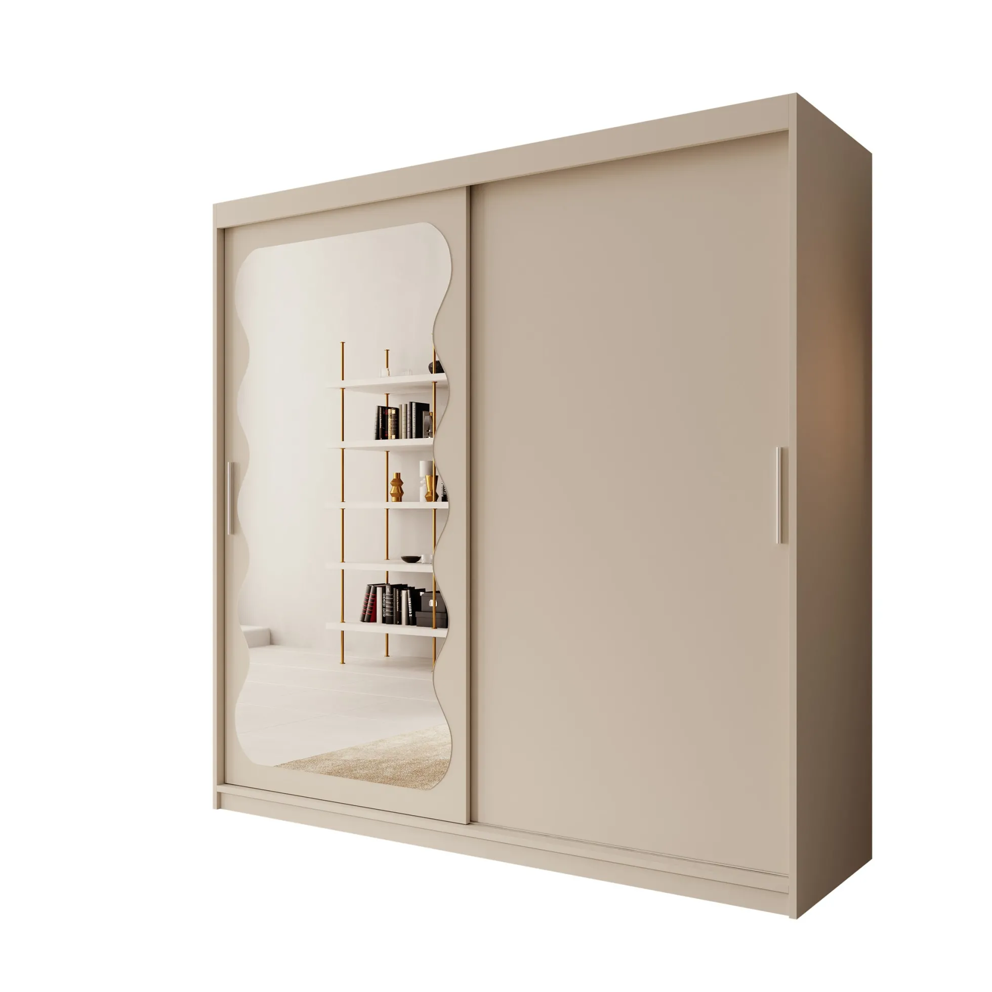 Sentoji - Kledingkast met 2 schuifdeuren - Beige - 200x62x200 cm