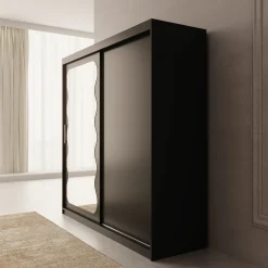 Sentoji - Kledingkast met 2 schuifdeuren - Zwart - 200x62x200 cm