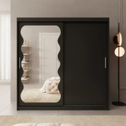 Sentoji - Kledingkast met 2 schuifdeuren - Zwart - 200x62x200 cm