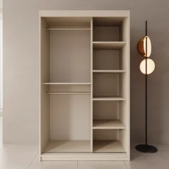 Sentoji - Kledingkast met 2 schuifdeuren - Beige - 120x62x200 cm