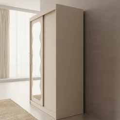 Sentoji - Kledingkast met 2 schuifdeuren - Beige - 120x62x200 cm