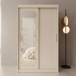 Sentoji - Kledingkast met 2 schuifdeuren - Beige - 120x62x200 cm