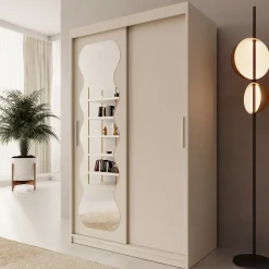 Sentoji - Kledingkast met 2 schuifdeuren - Beige - 120x62x200 cm