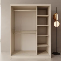 Sentoji - Kledingkast met 2 schuifdeuren - Beige - 150x62x200 cm