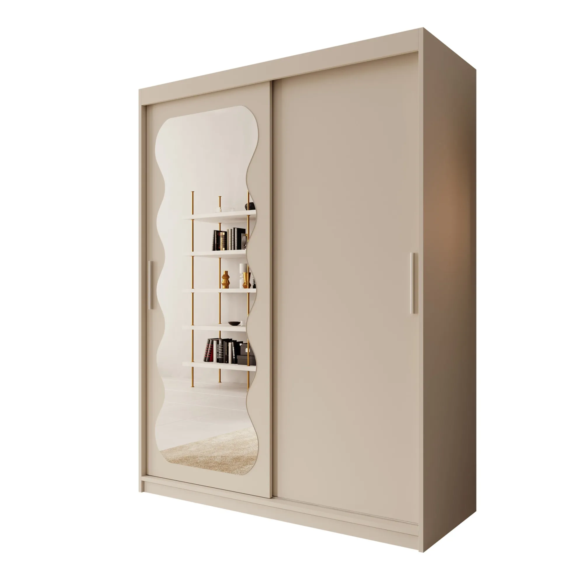 Sentoji - Kledingkast met 2 schuifdeuren - Beige - 150x62x200 cm