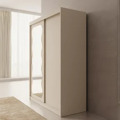 Sentoji - Kledingkast met 2 schuifdeuren - Beige - 150x62x200 cm