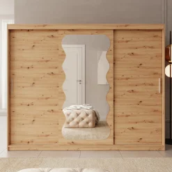 Sentoji - Kledingkast met 3 schuifdeuren - Eikenpatroon - 250x62x200 c
