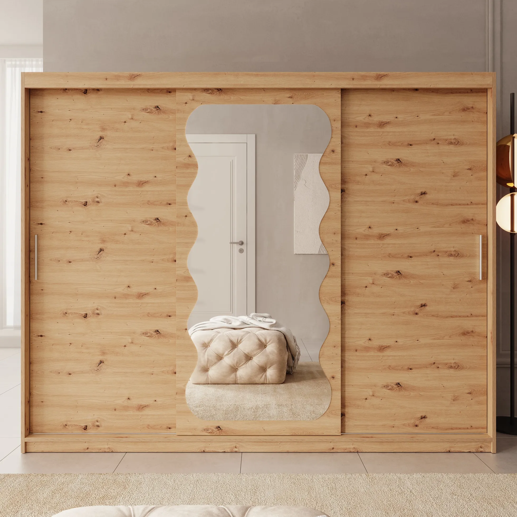 Sentoji - Kledingkast met 3 schuifdeuren - Eikenpatroon - 250x62x200 c