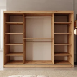 Sentoji - Kledingkast met 3 schuifdeuren - Eikenpatroon - 250x62x200 c