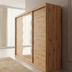 Sentoji - Kledingkast met 3 schuifdeuren - Eikenpatroon - 250x62x200 c
