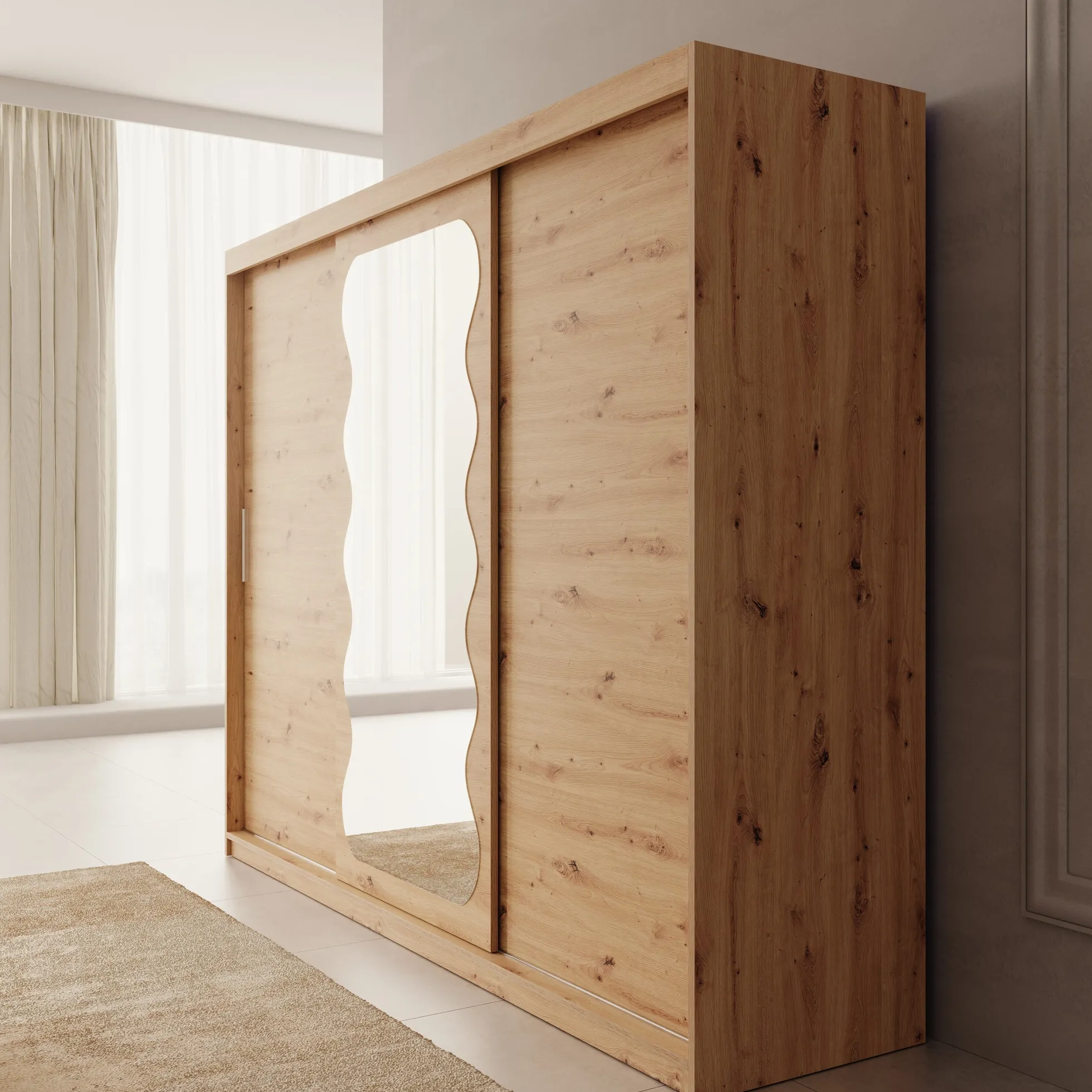 Sentoji - Kledingkast met 3 schuifdeuren - Eikenpatroon - 250x62x200 c