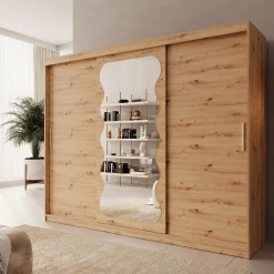 Sentoji - Kledingkast met 3 schuifdeuren - Eikenpatroon - 250x62x200 c